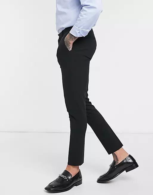 Super Skinny Cropped Smart Trousers In Black