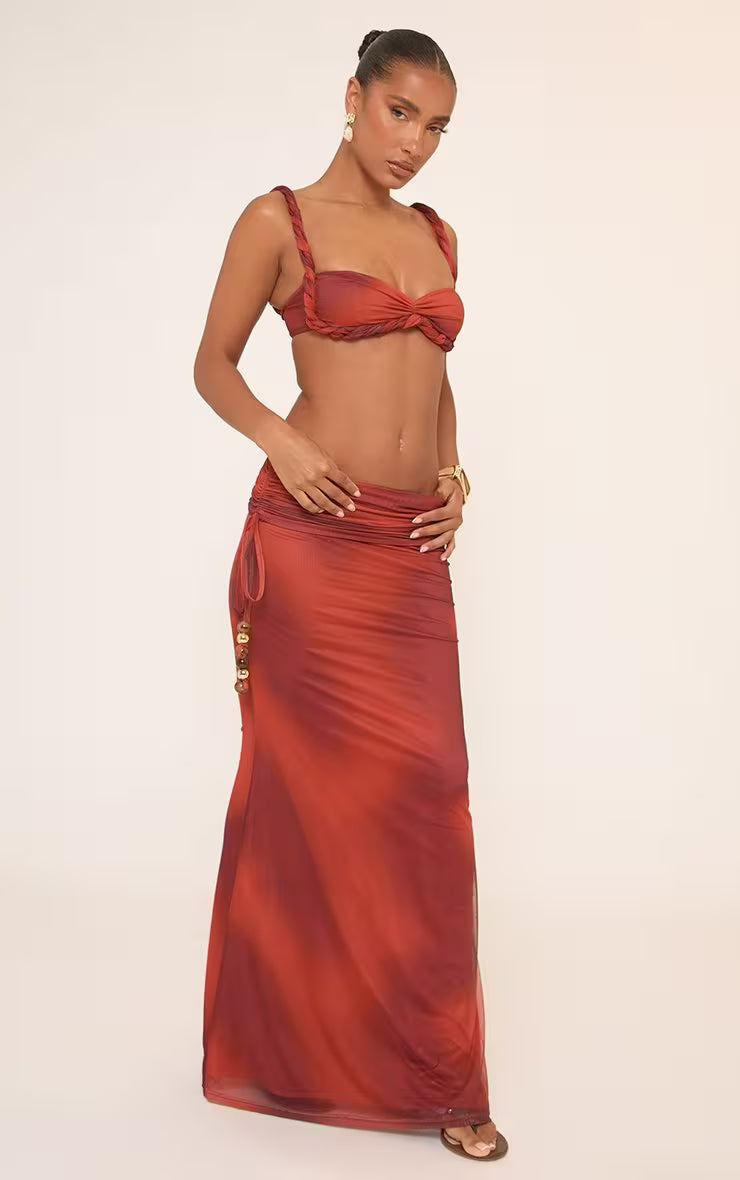 Ego - foldover ruched waist maxi skirt
