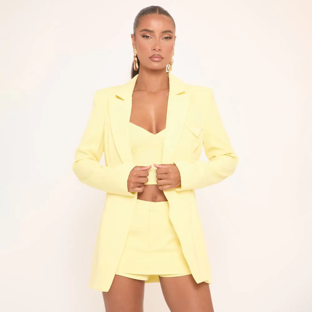 Ego - Long Sleeve Tailored Blazer In Yellow