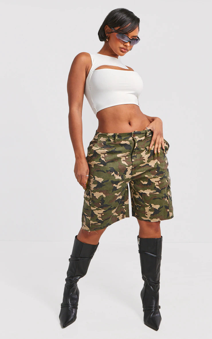 Shape Green Camo Longline Shorts