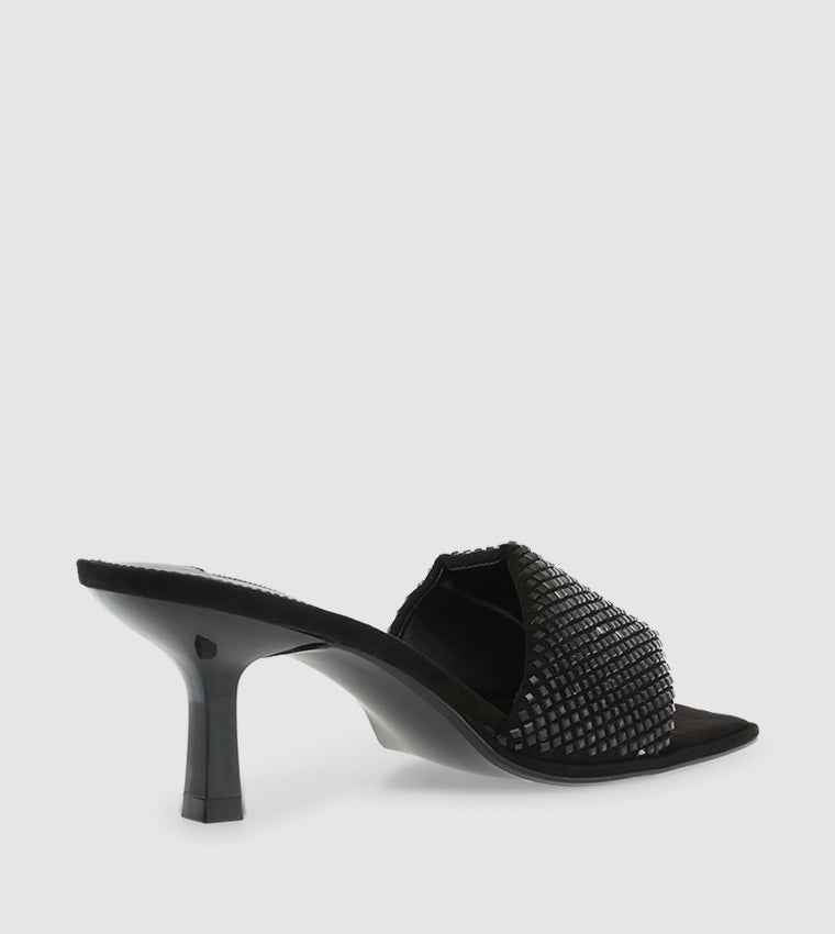 - Steve Madden - SNAZZY-R Embellished Open Toe Kitten Heels