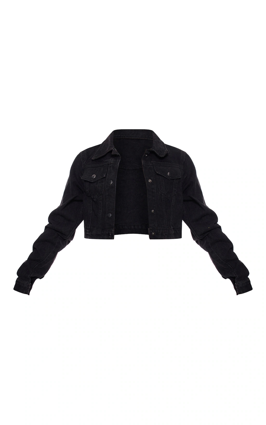 WASHED BLACK CROPPED DENIM JACKET