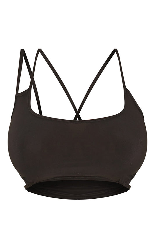 Black Slinky Cut Out Strappy Crop Top