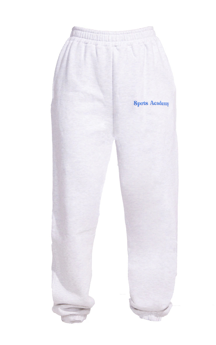 Premium Heather Grey Sports Academy Puff Print Oversized Sweatpants