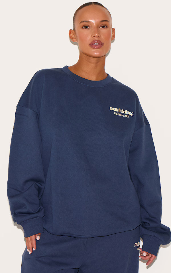 PLT - Plus Sweat deluxe bleu marine oversize imprimé