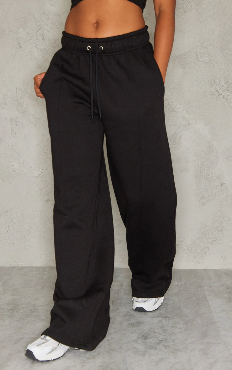 Black Seam Detail Straight Leg Sweatpant