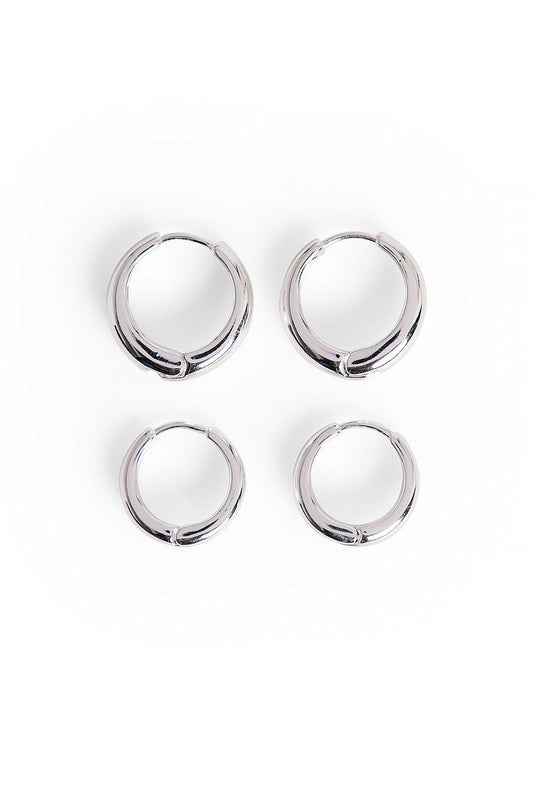 2-Pack Silver Plated Basic Chubby Hoops