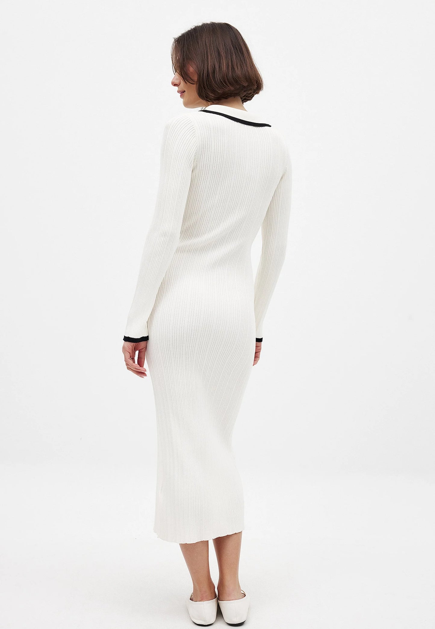 Na-kd CONTRAST BUTTON MIDI - Maxi dress - white
