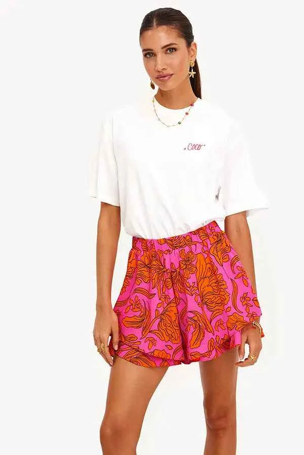 Loavies - Orange short with floral print
