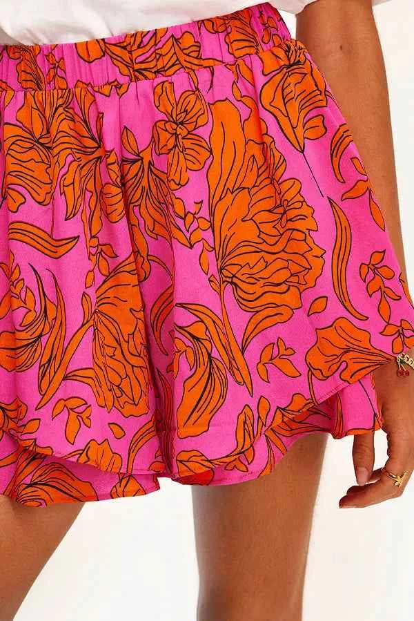 Loavies - Orange short with floral print