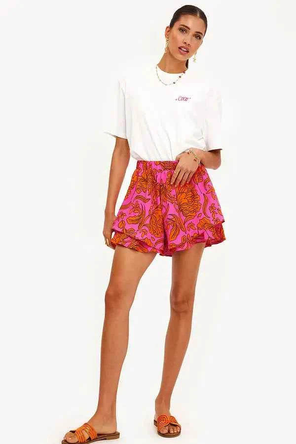 Loavies - Orange short with floral print
