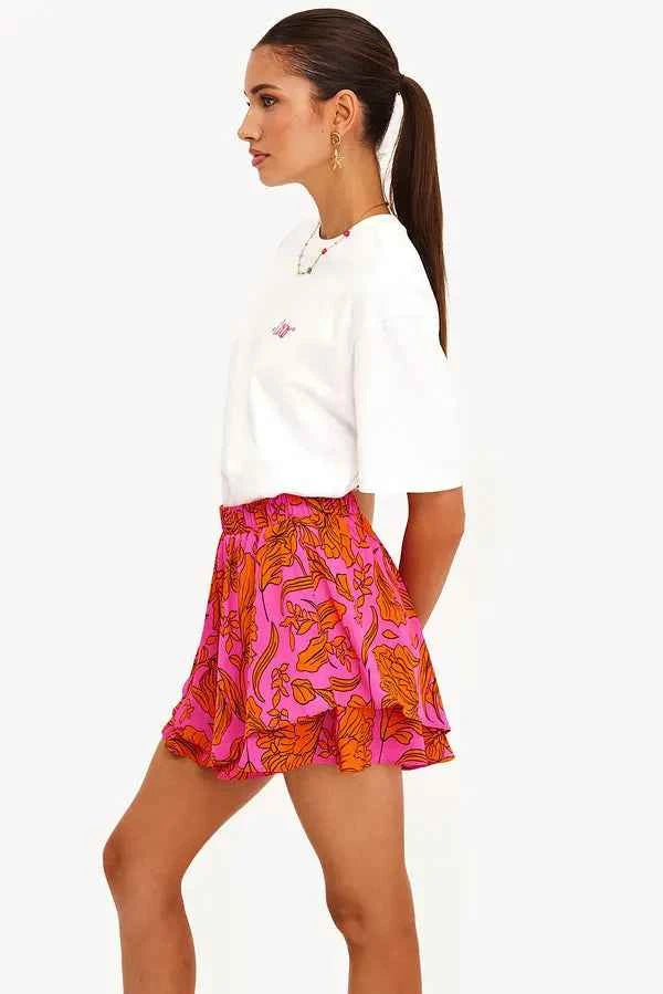 Loavies - Orange short with floral print