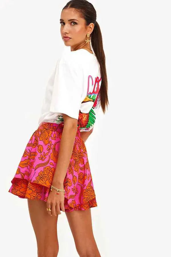 Loavies - Orange short with floral print