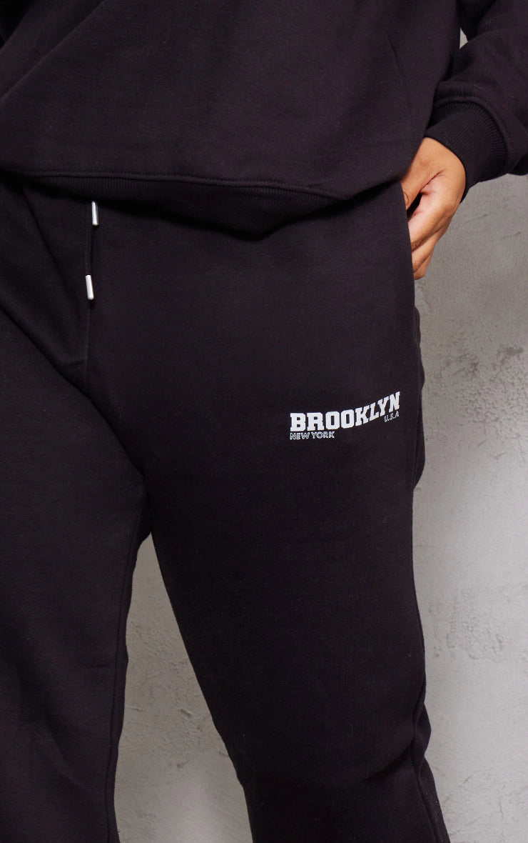 PLUS BLACK BROOKLYN PRINT CUFFED JOGGERS