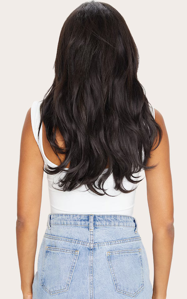 Plt - Lullabellz Super Thick 16" 5 Piece Blow Dry Wavy Clip In Hair Extensions Natural Black