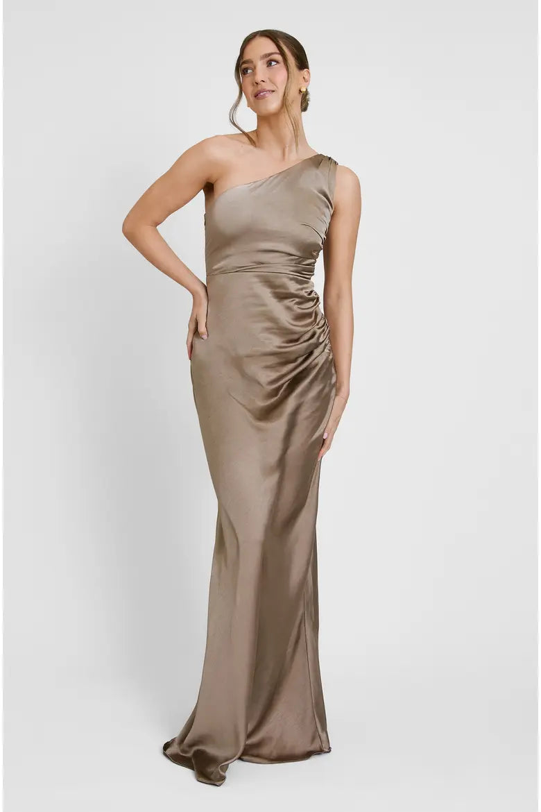 Six stories - One Shoulder Gathered Bridesmaid Dress truffle