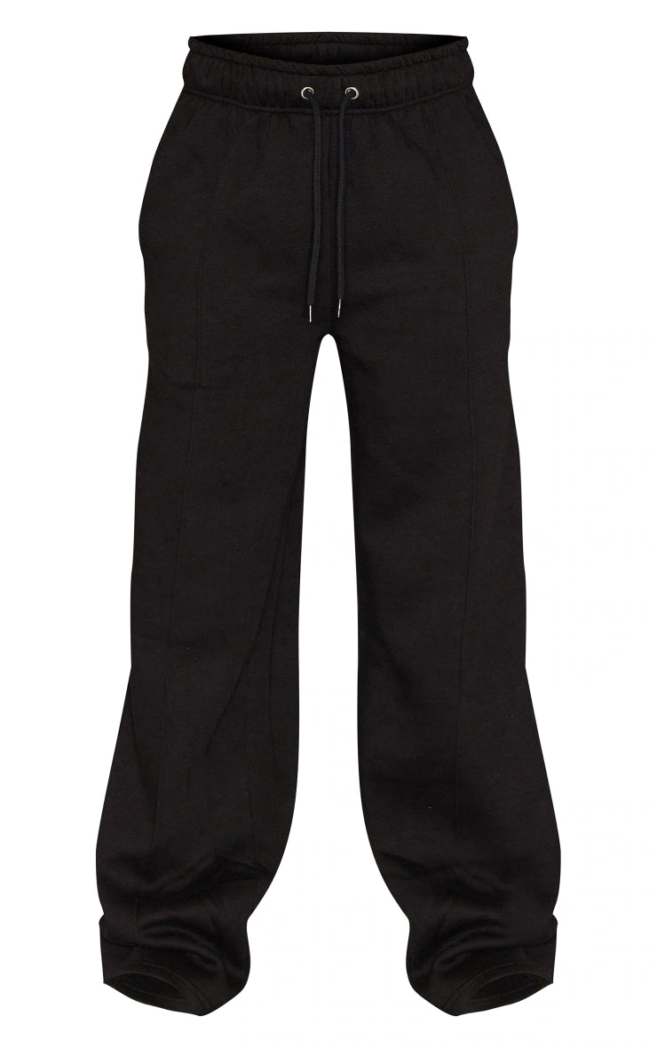 Black Seam Detail Straight Leg Sweatpant