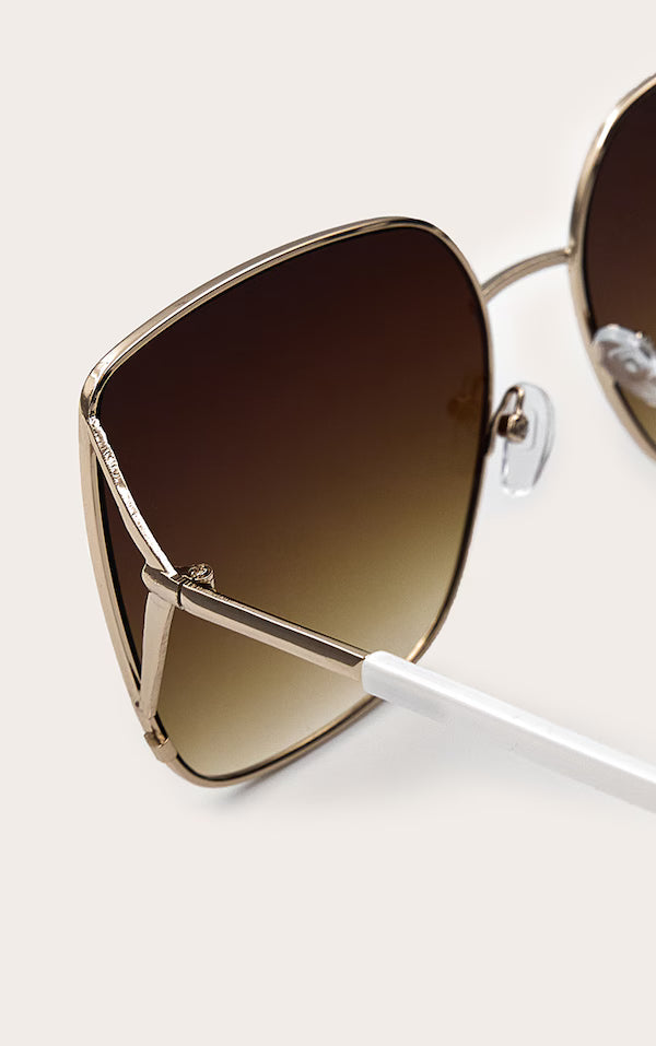 Gold Oversized Square Metal Frame Sunglasses