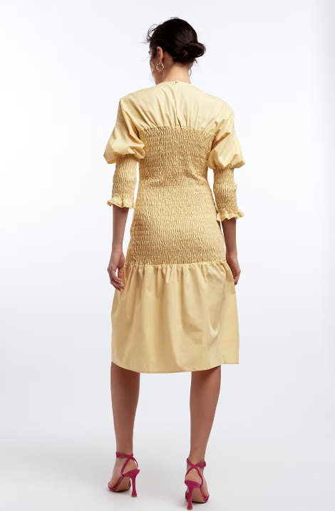 Magdalena Smock Dress Reed Yellow