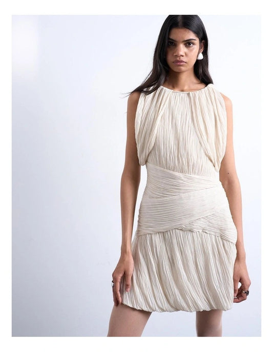 Topshop - sculptural drape mini dress in cream