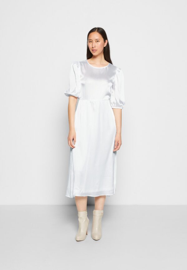 Balloon Sleeve Structured Maxi Dress White