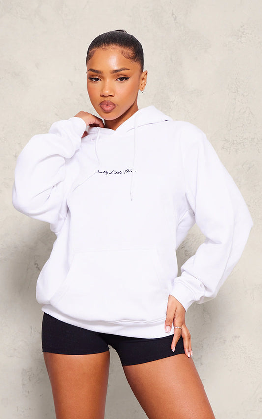 WHITE OVERSIZED SWEAT BASIC HOODIE