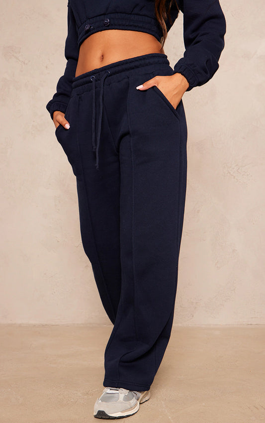 PETITE NAVY WIDE LEG SEAM DETAIL SWEATPANTS