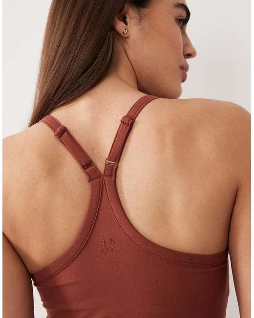 4505 icon soft touch yoga cami with inner bra and brown
