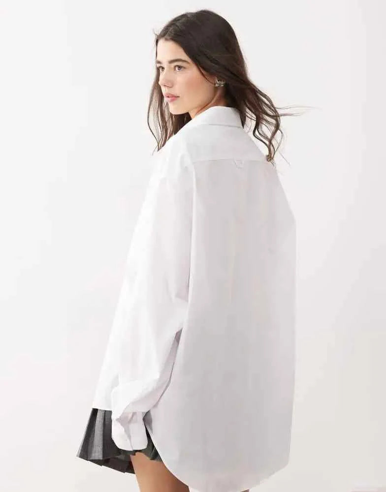 COLLUSION oversized shirt in white