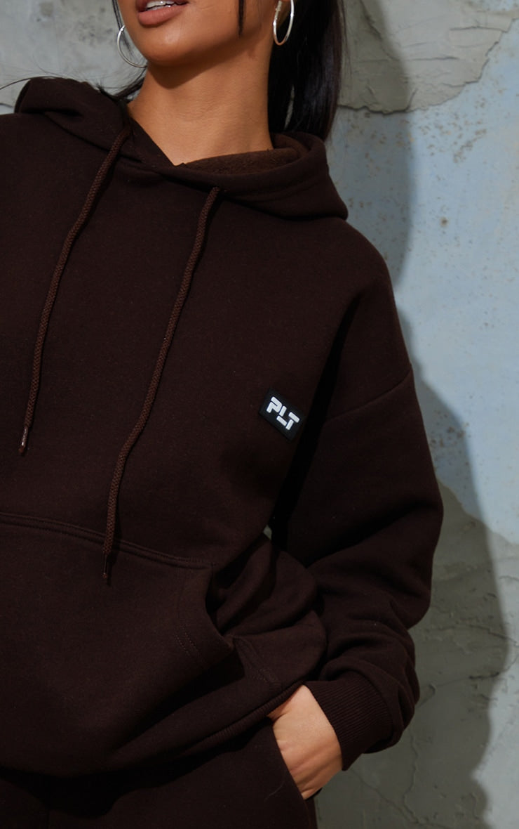 PETITE CHOCOLATE BANDAGE DETAIL OVERSIZE HOODIE