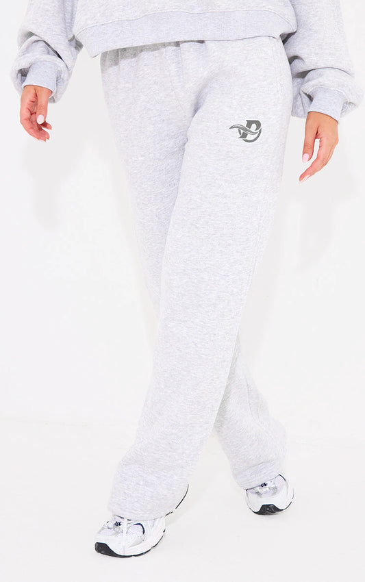 ASH GREY LOGO EMBROIDERED WIDE LEG SWEATPANTS