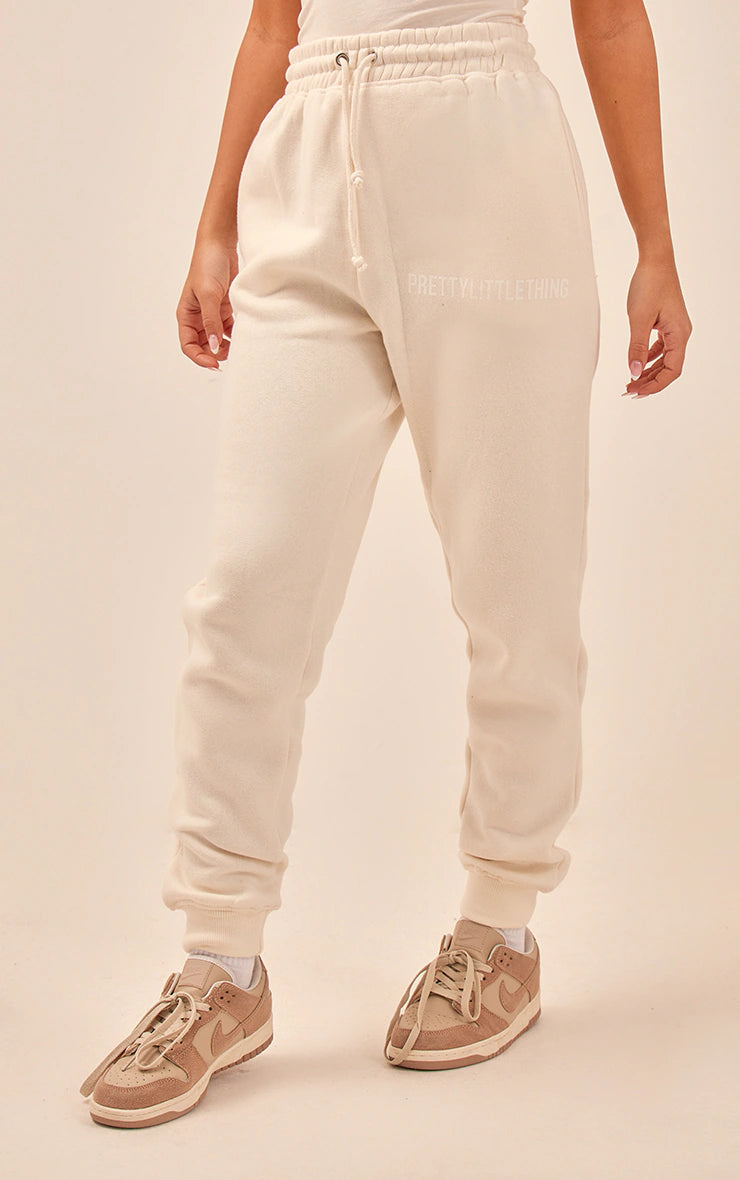 Off White High Waisted Washed Cuffed Joggers