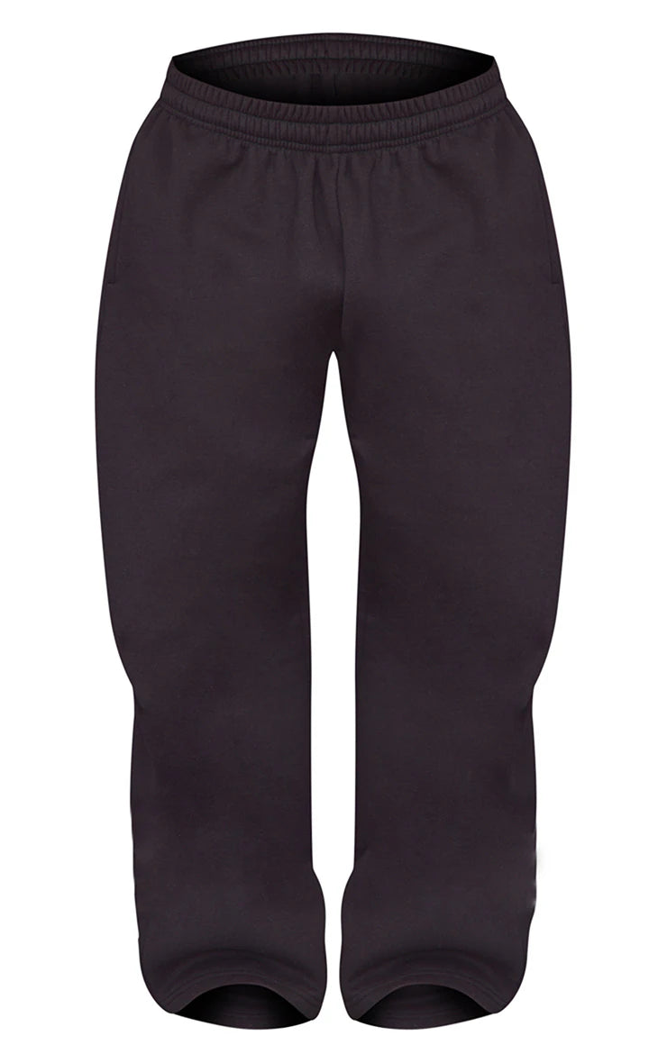 Petite Black Super Wide Leg Elasticated Waist Sweatpants Black