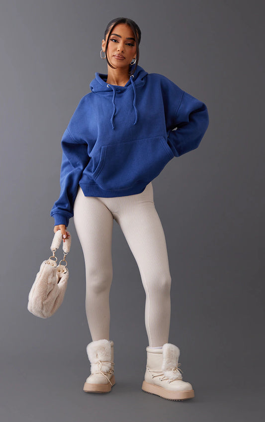 PETITE NAVY OVERSIZED BASIC HOODIE