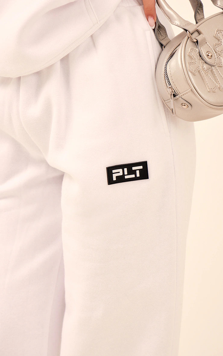 WHITE LOGO BADGE DETAIL STRAIGHT LEG JOGGERS