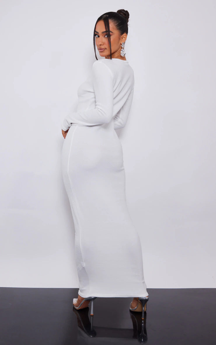 Petite White Towelled Maxi Dress