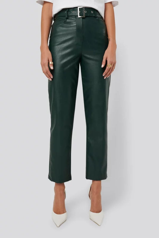 Belted Pu Leather Pants