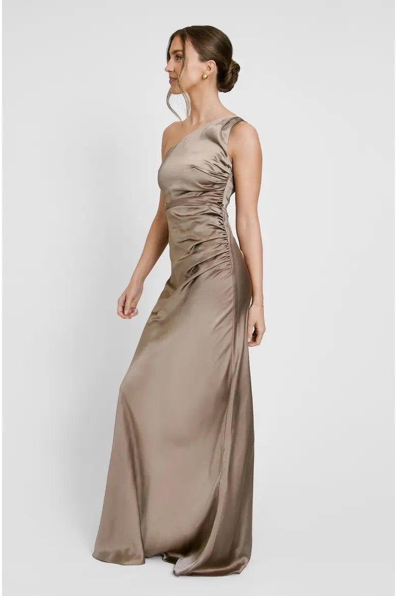 Six stories - One Shoulder Gathered Bridesmaid Dress truffle