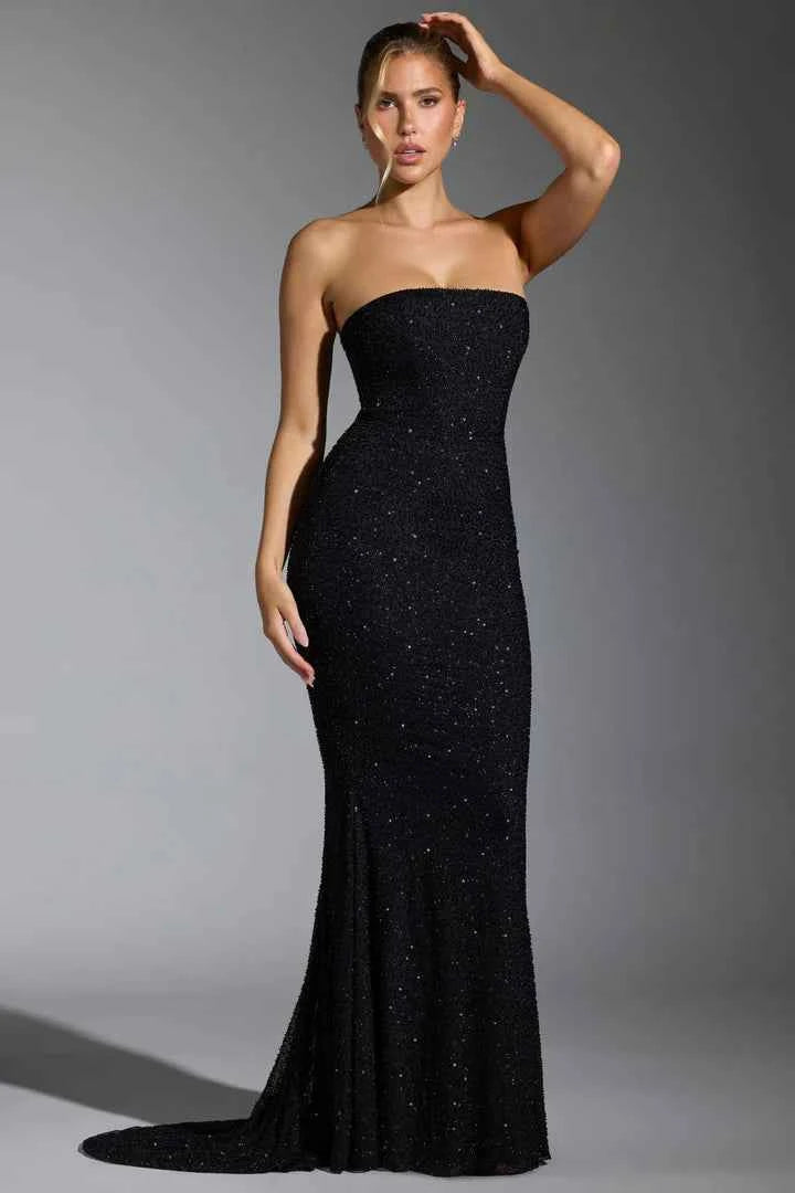 OhPolly - Embellished Corset Gown in Black