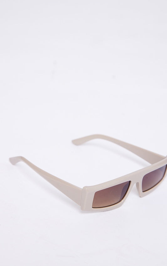 Beige Flat Top Ultra Slim Visor Sunglasses