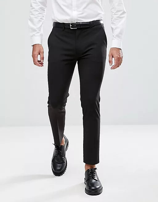 Super Skinny Cropped Smart Trousers In Black