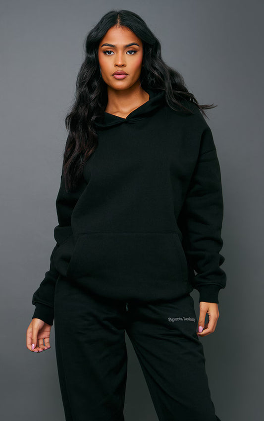 Tall Black Premium Sports Academy Puff Print Oversized Hoodie
