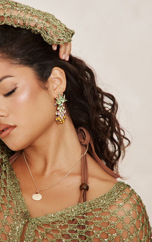 Yellow Pineapple Statement Earrings