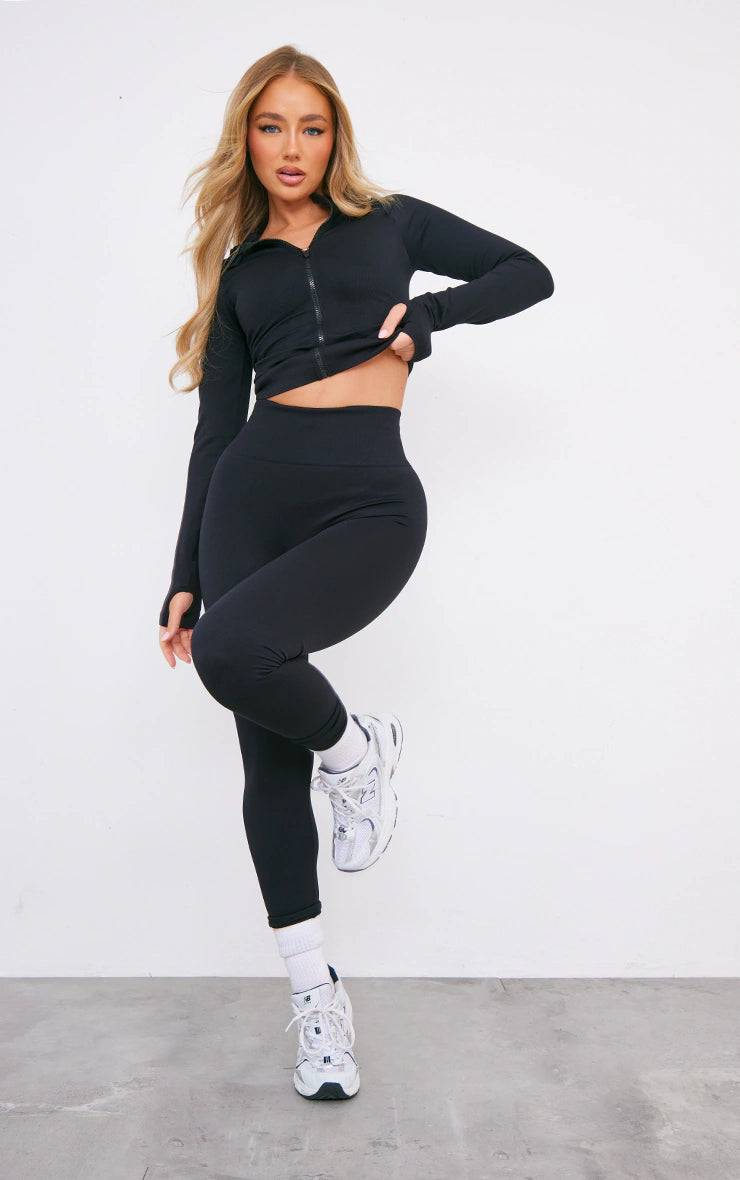 Black Basic Seamless High Waist Gym Leggings