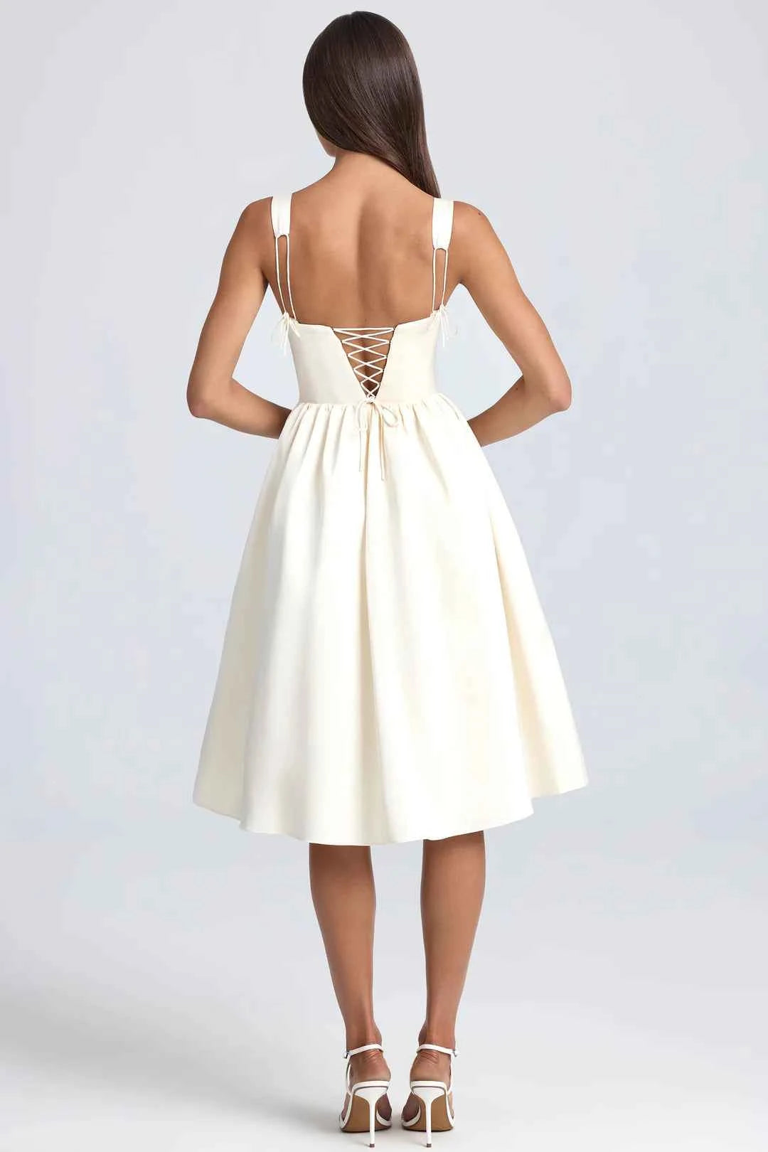 OhPolly - Draped Corset Midaxi Dress in Ivory