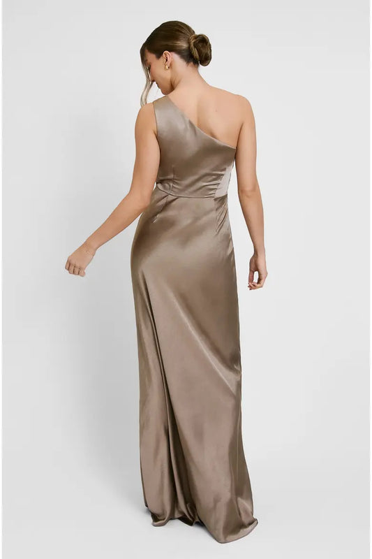 Six stories - One Shoulder Gathered Bridesmaid Dress truffle