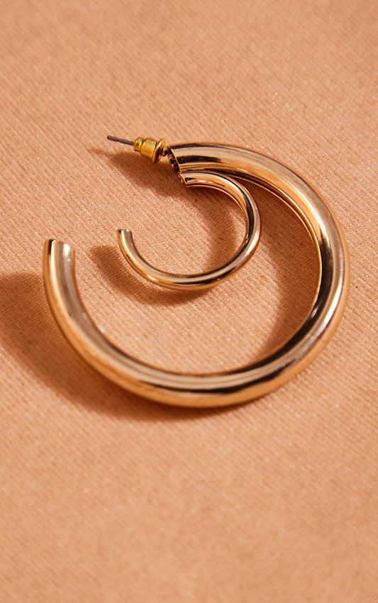 Gold Double Layered Hoop Earring