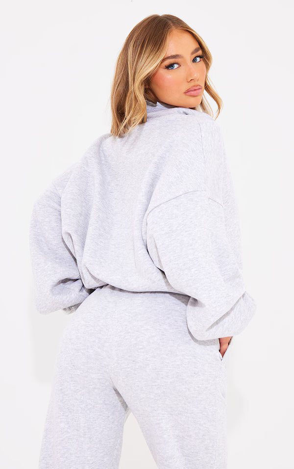 Plt Logo Cream Embroidered Half Zip Sweatshirt