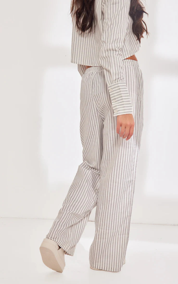 Plt - Grey Pinstripe Woven Tie Waist Trousers