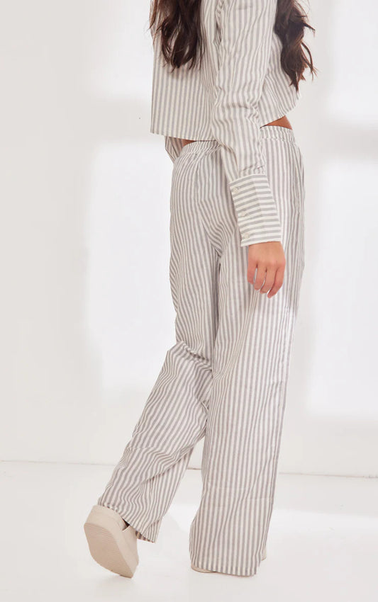 Plt - Grey Pinstripe Woven Tie Waist Trousers